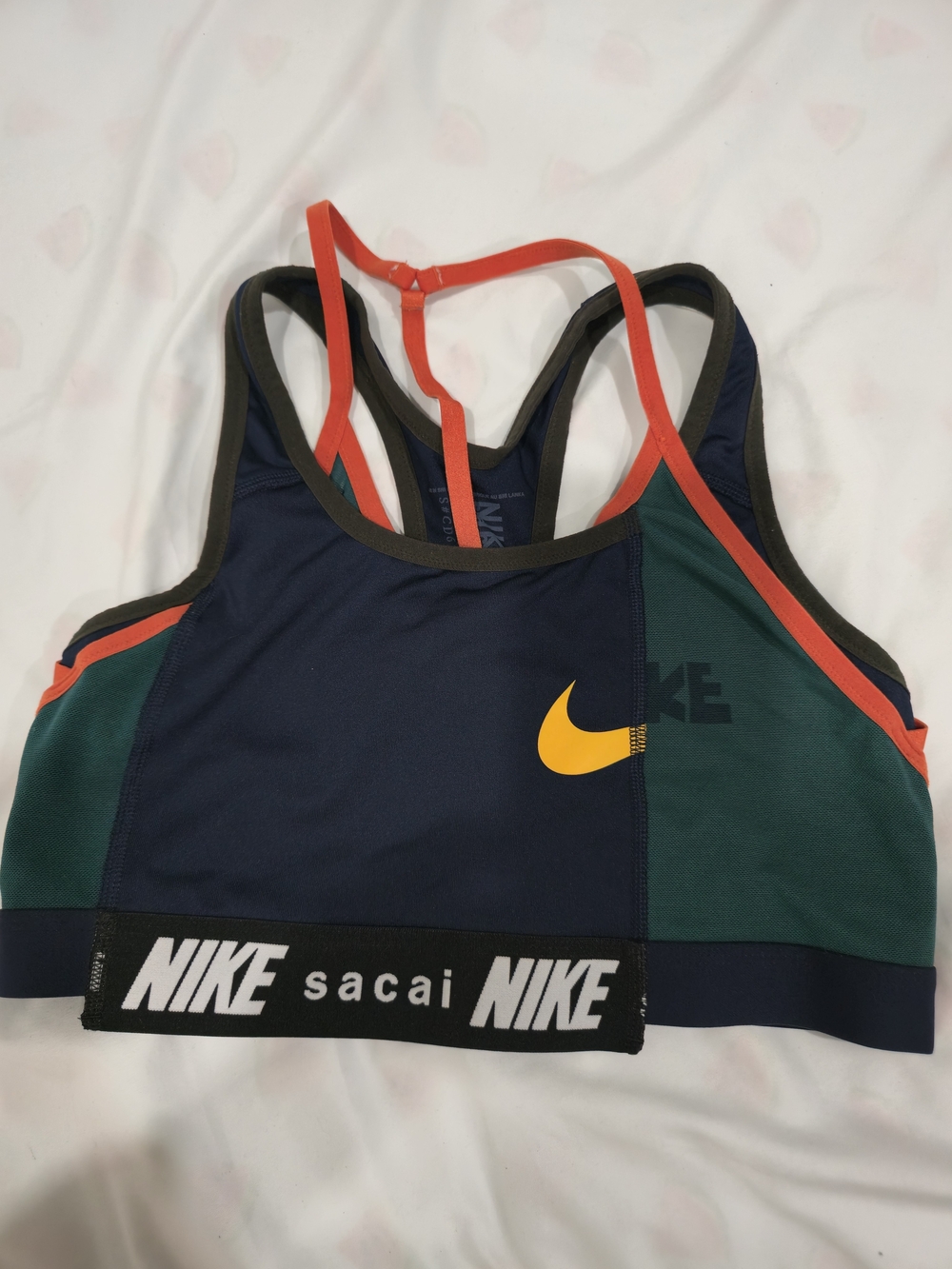 Nike Navy, Green & Orange Colorblock Sports Bikini Top